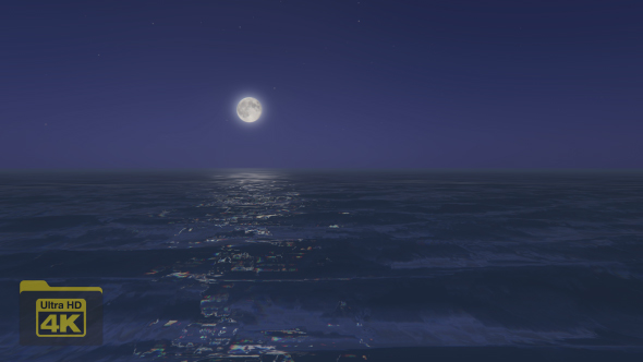4K Full Moon and Ocean