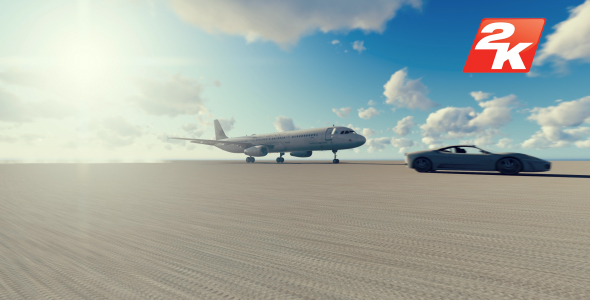 Airplane and car racing daytime alt