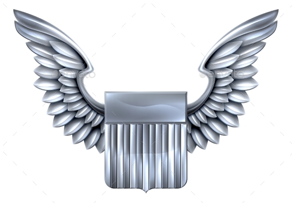 US Silver Shield with Wings