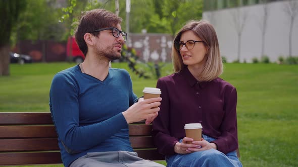 Two friends with glasses Coffee Break work