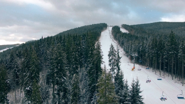 Aerial Drone View: Holidays in Ski Resort Bukovel