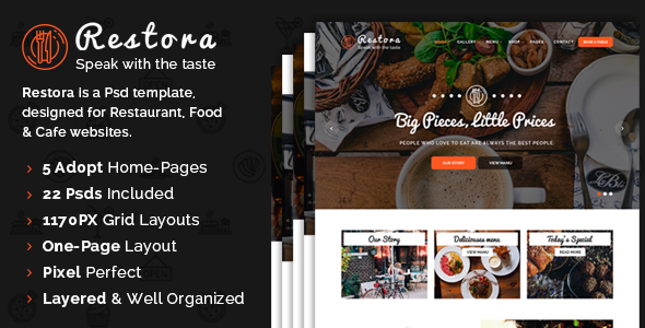 Restora - Restaurant PSD Template