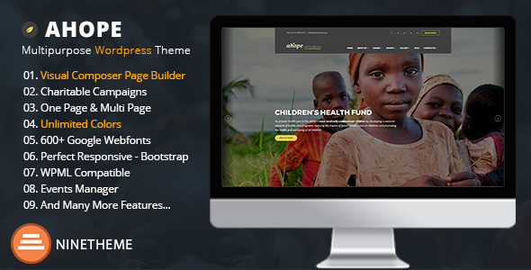 Ahope – Charity Help WordPress Theme – RTL