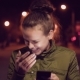 Women Using Smart Phone While Walking in the City at Nigth. Urban People Lifestyle Background - VideoHive Item for Sale