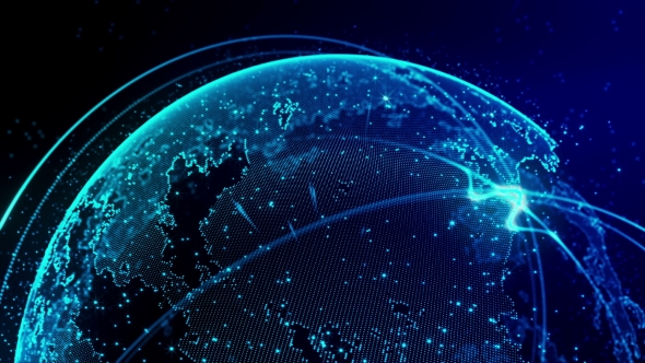 Rotating Blue Planet with Moving Lights  alt