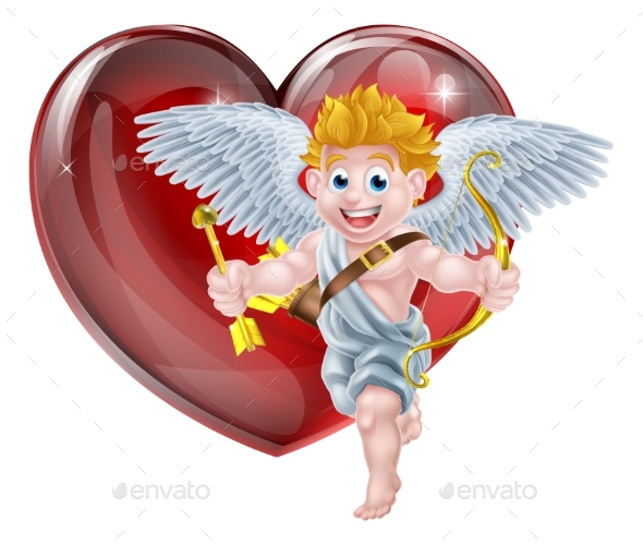 Valentines Cupid and Heart