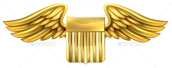 US Gold Shield with Wings