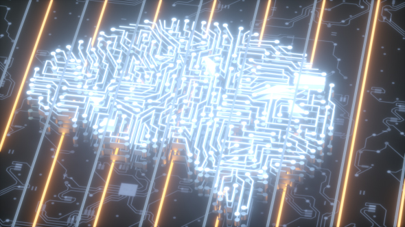 Artificial Digital Brain By Circuit Board Lines Representing Artificial Intelligence