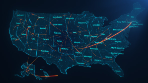 USA Map Network Connection