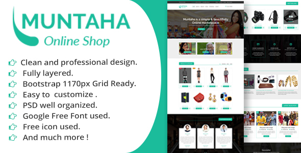 Muntaha Ecommerce PSD Template – 1 Sold!