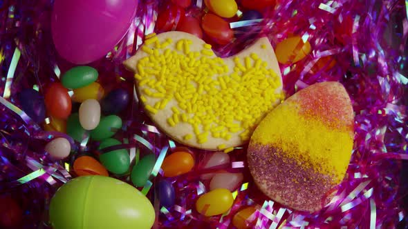 Cinematic, Rotating Shot of Easter Cookies on a Plate