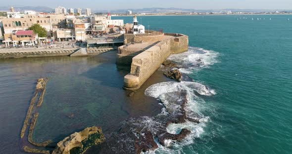 Aerial view of Acre Old city in Israel.