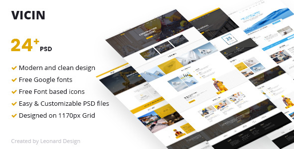 Vicin | Multipurpose Construction & Plumbing PSD Template