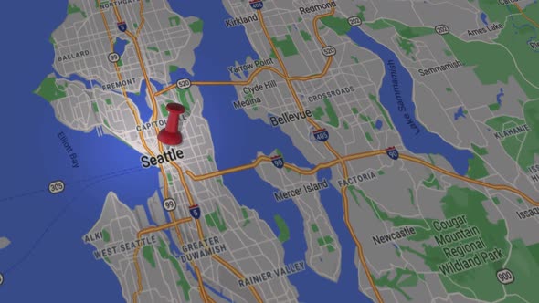 Seattle On Map 4K