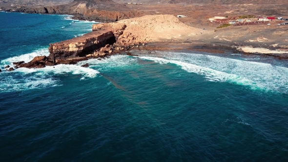 Flying Over Cliff in La Pared, Fuerteventura, Canary Islands.