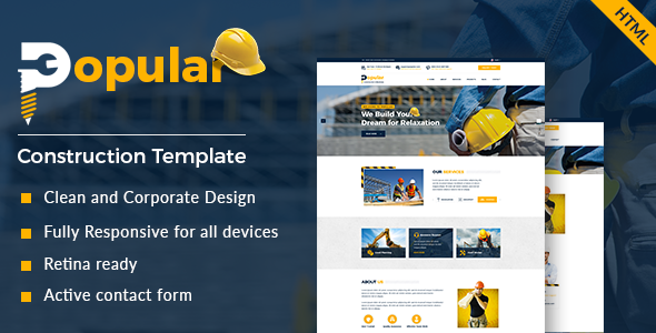 Popular - Construction and Builder HTML Template