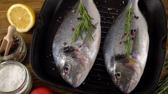 Fresh Raw Dorado and on Table