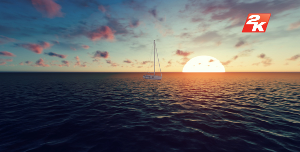Sunset Ocean and Sailboat alt