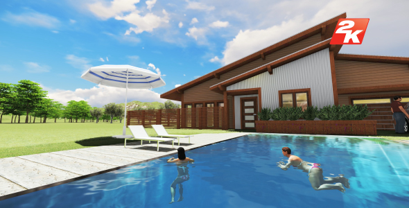 Swimming Girl at Villa Garden Pool alt