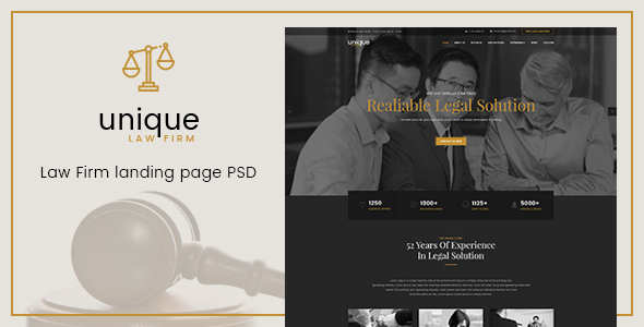 Unique - Law Firm Landing Page PSD Template