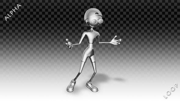 3D Silver Man - Cartoon Jump Dance