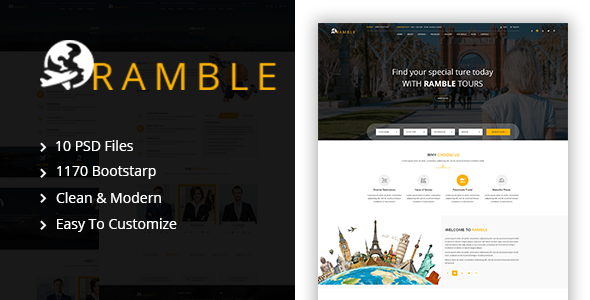 Ramble - Tour & Travel PSD Template