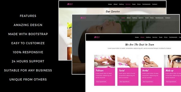 MILI-Beauty Saloon And Spa HTML5 Template