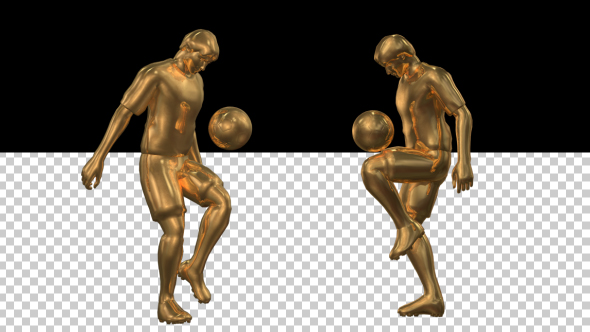 Golden Soccer Player Knee Kick - 2 Scene