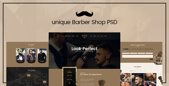 Unique - Barber Shop landing page PSD