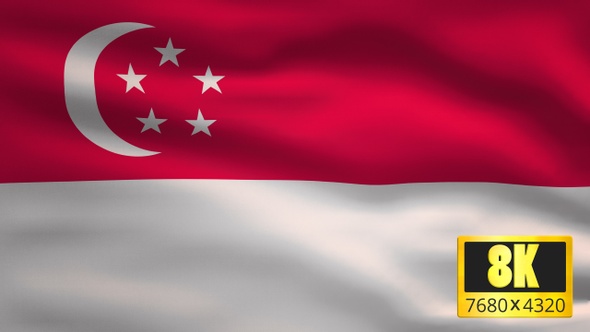 8K Singapore Windy Flag Background