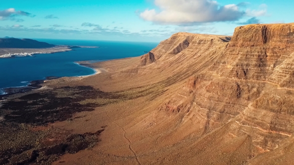 Aerial View Near Mirador Del Rio Viewpoint, Lanzarote, Canary Islands, Spain