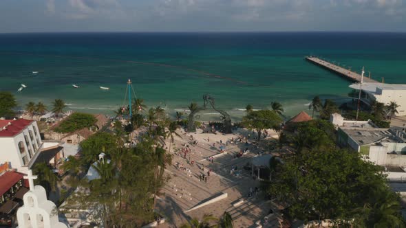 Stunning Seascape with the Portal Maya Sculpture on the Beach at Playa Del Carmen Mexico