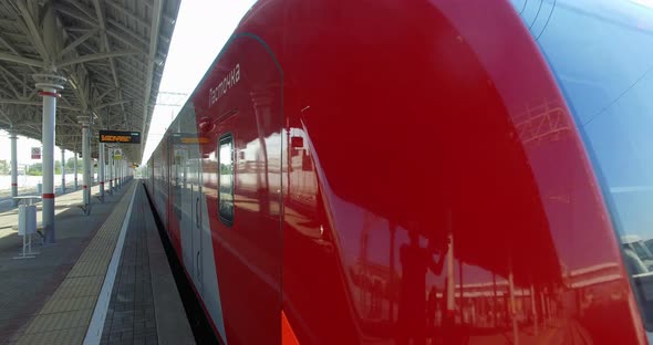 Light Rail Train Departure From the Station, Russia