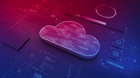 Cloud data transfer. Cloud computing technology and online data storage for business network concept alt