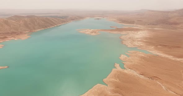 AERIAL: Dam in desert Morocco
