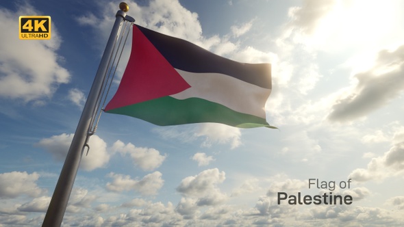 Palestine Flag on a Flagpole - 4K