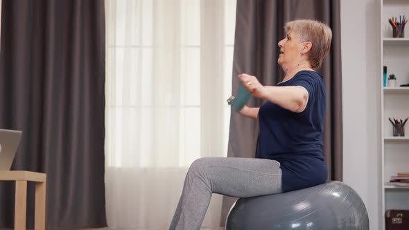 Senior Woman Doing Sport in Her Apartment