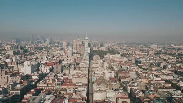 Back flight over Mexico city download with a drone