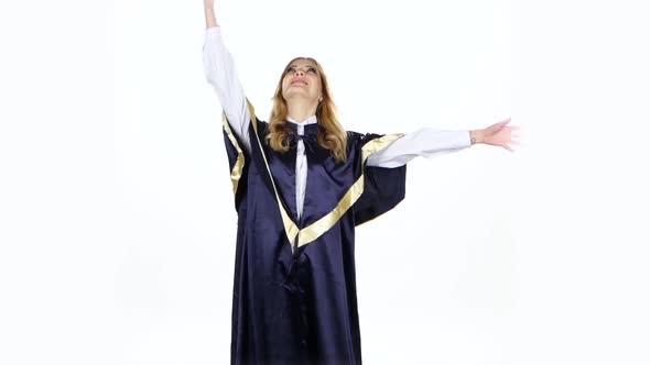 Graduate Throws His Cap in the Air