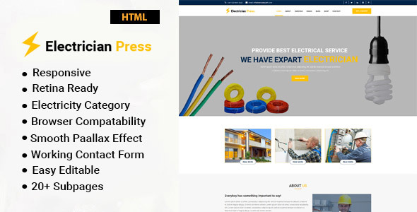 Electrician Press - Electricity Services HTML5 Template