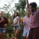 Young People Dancing Cooking Barbecue Friends Group Cheerful Gathering On Summer Terrace Having - VideoHive Item for Sale