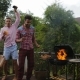 Young People Dancing Cooking Barbecue Friends Group Cheerful Gathering On Summer Terrace Having - VideoHive Item for Sale