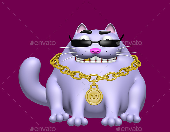 Fat Cat in Black Glasses and Gold Medallion