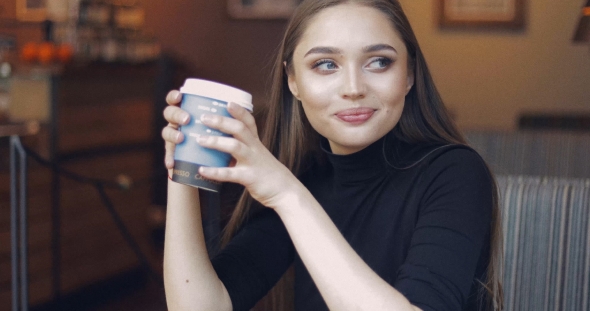 Lovely Woman Posing with Coffee