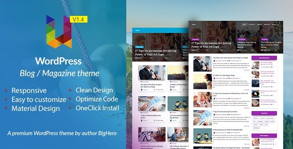 Unick - WordPress Blog / Magazine Material Design Theme