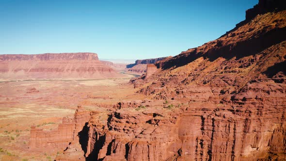 Aerial shot of the rugged landscape near Moad Utah