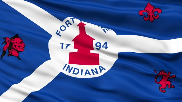 Waving National Flag of Fort Wayne City, Indiana