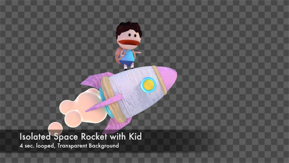 Isolated Space Rocket with Kid