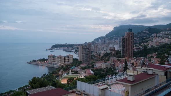 Evening to night timelapse of Monaco