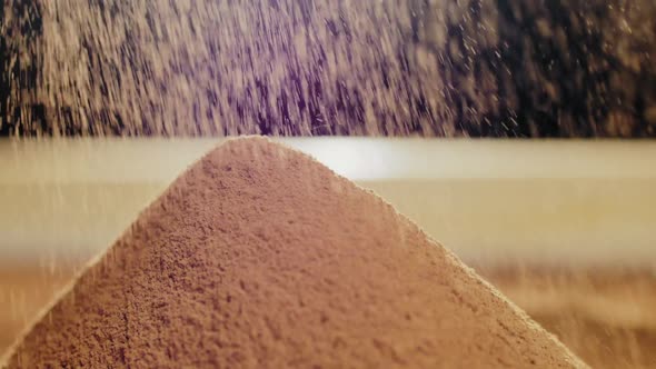 Close-up of Sifting Cocoa Powder Sieve